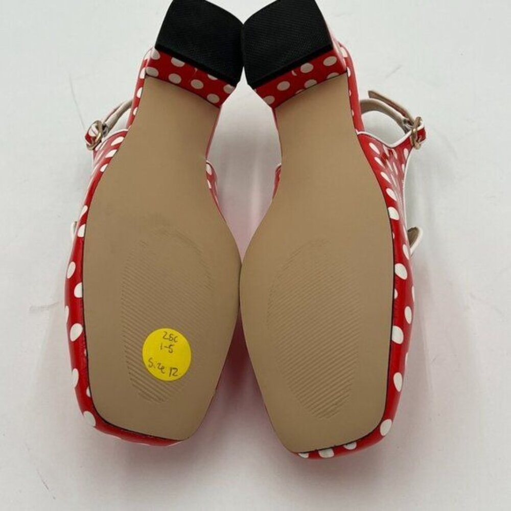 Ydn Red Polka Dots Square Toe Block Low Heels Sli… - image 6